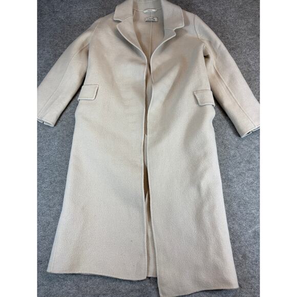 Vintage Max Mara Cucito A Mano Wool Long Coat Women 10 Notch Open Front Overcoat - Picture 1 of 7